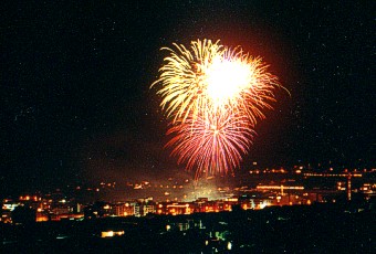  Fireworks above Los Llanos celebrating the coming of the year 2000 