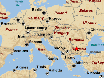  Mapka Evropy s vyznačením místa závodu 