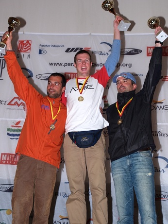  The winners - 1. Christian Maurer (middle), 2. Gregory Blondeau (left), 3. Armin Eder (right) 