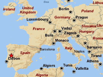  Mapka Evropy s vyznaenm msta zvodu 