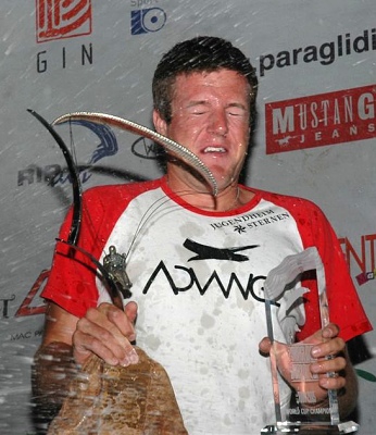  The winner of PWC 2005 Christian Maurer is taking a wine bath 