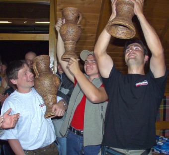  Overall winners - 1. Radek Vecera (right), 2. Antonin Pallas (left), 3. Petr Kostrhun (middle) 